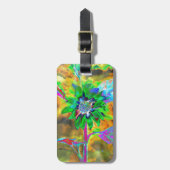 Abstrakte goldgrüne Sonnenblume | Retrofunky Gepäckanhänger (Vorderseite vertikal)