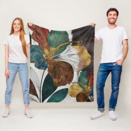 Abstrakte Goldlinie Blumenkunst mit fetten Petalen Fleecedecke