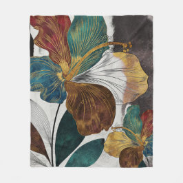 Abstrakte Goldlinie Blumenkunst mit fetten Petalen Fleecedecke