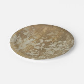 Abstrakte Goldmalerei mit silbernen Tupfen Pappteller (Schrägansicht)