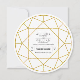 Abstrakte Goldschmuckhochzeit mit Glitzer Einladung