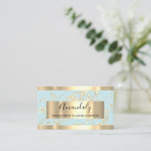 Abstrakte Goldstriche Rahmen Marbella Aqua Blau Visitenkarte (Stehend Vorderseite)