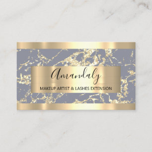 Abstrakte Goldstriche Rahmen Marble Grau Blau Visitenkarte