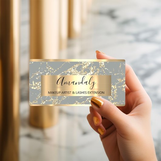 Abstrakte Goldstriche Rahmen Marble Gray Visitenkarte