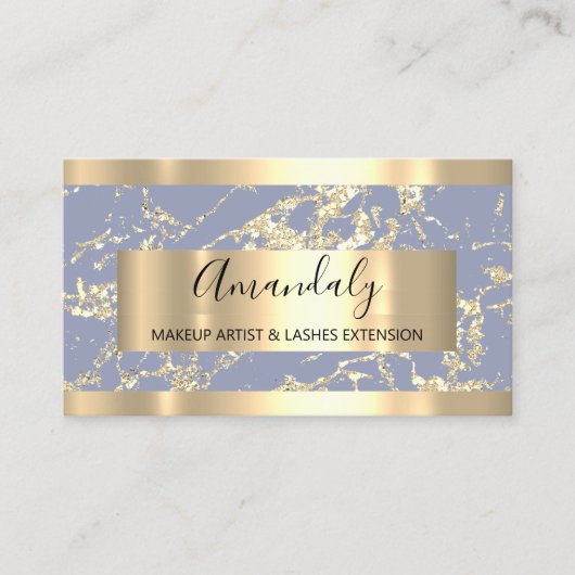 Abstrakte Goldstriche Rahmen Marmor Smoky Blau Visitenkarte (Vorderseite)