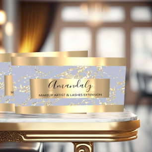 Abstrakte Goldstriche Rahmen Marmorpastel blau Visitenkarte