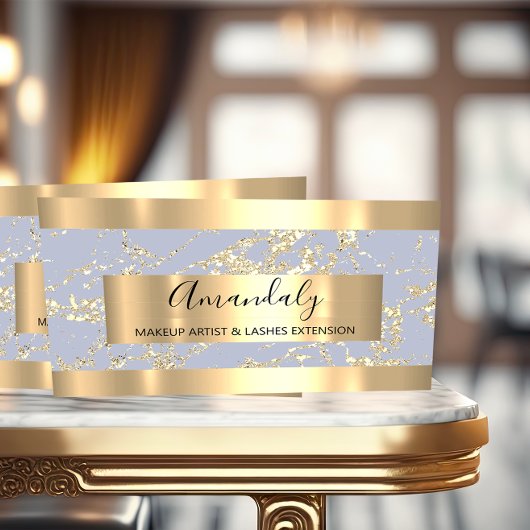 Abstrakte Goldstriche Rahmen Marmorpastel blau Visitenkarte