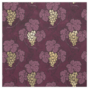 Abstrakte Goldtrauben und Blätter auf Weinfarbe Stoff