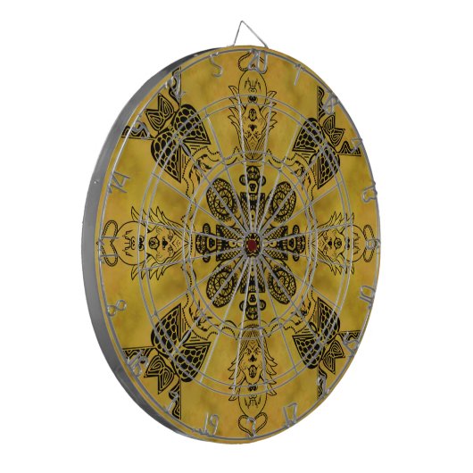 Abstrakte Goth Tribal Line Zeichnend Wiederholungs Dartscheibe (Vorderseite Links)