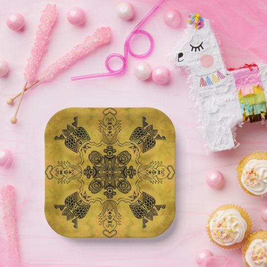 Abstrakte Goth Tribal Line Zeichnend Wiederholungs Pappteller (Party)