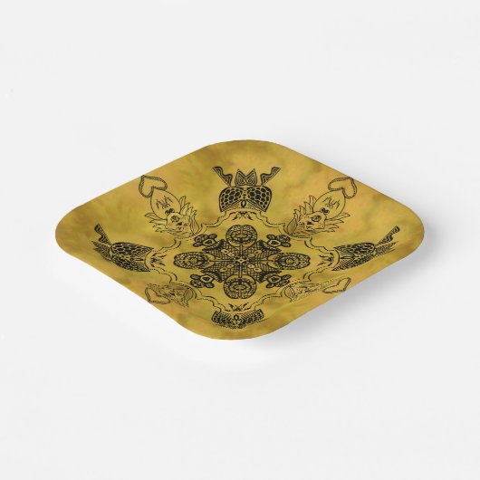 Abstrakte Goth Tribal Line Zeichnend Wiederholungs Pappteller (Gewinkelt)