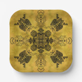 Abstrakte Goth Tribal Line Zeichnend Wiederholungs Pappteller (Vorderseite)