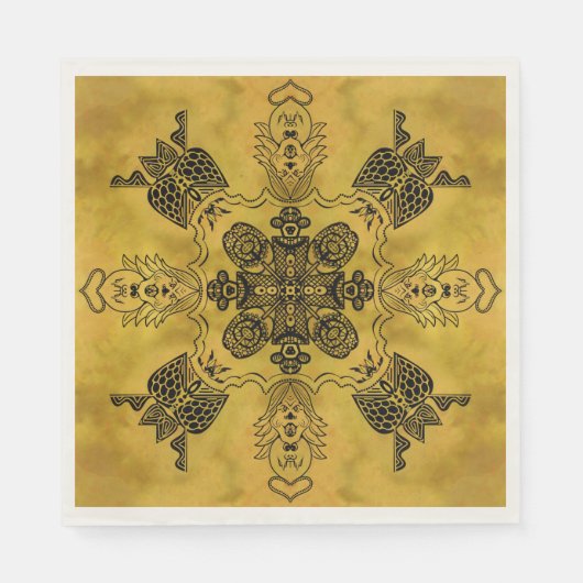 Abstrakte Goth Tribal Line Zeichnend Wiederholungs Serviette (Vorderseite)