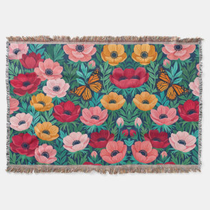Abstrakte Gouache-Anemonen-Schmetterlings-Decken Decke