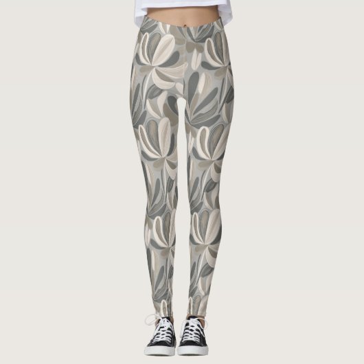 Abstrakte Gouache-Blumenkomposition Leggings (Vorderseite)
