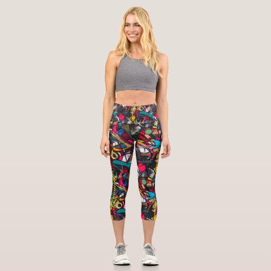 Abstrakte Graffiti Art - Lebhaft und dynamisch Capri Leggings (Vorderseite)