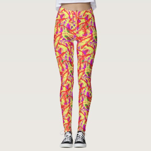 Abstrakte Graffiti Bright Brush Painting Leggings (Vorderseite)
