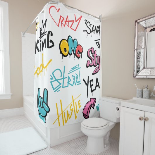 Abstrakte Graffiti-Buchstaben mit g Duschvorhang (Beispiel)