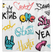 Abstrakte Graffiti-Buchstaben mit g Duschvorhang (Vorderseite)