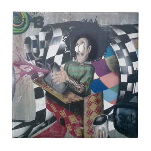 Abstrakte Graffiti-Kunst Fliese (Vorderseite)