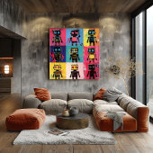 Abstrakte Graffiti-Roboter-Kunst Gitter Kühne Farb Poster