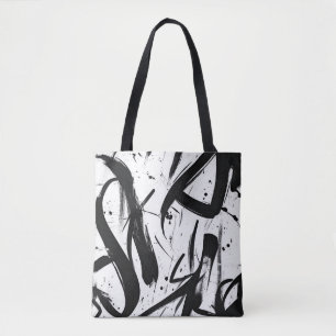 Abstrakte Graffiti Tote Bag - Dicke Schwarz & Weiß Tasche