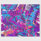 Abstrakte Graffiti-Wortmuster Grunge Geschenkpapier (Flach)