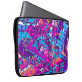 Abstrakte Graffiti-Wortmuster Grunge Laptopschutzhülle (Vorne Rechts)