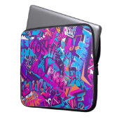 Abstrakte Graffiti-Wortmuster Grunge Laptopschutzhülle (Vorderseite Links)