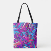 Abstrakte Graffiti-Wortmuster Grunge Tasche (Rückseite)