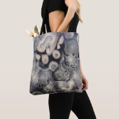 Abstrakte Grafik in Grau und Rosa Tasche (Von Nahem)