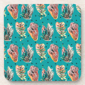 Abstrakte Grafische Kakteen Sukkulentes Muster Untersetzer (Vorderseite)