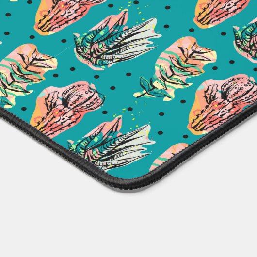 Abstrakte grafische Kaktus Sukkulentmuster Schreibtischunterlage (Ecke)