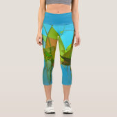 Abstrakte Gräser Türkis Capri Leggings (Vorderseite)