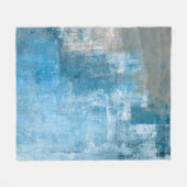 Abstrakte, grau-blaue Abstrakte Kunstmalerei Fleecedecke (Vorderseite (Horizontal))
