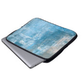 Abstrakte, grau-blaue Abstrakte Kunstmalerei Laptopschutzhülle (Vorne Knopf)
