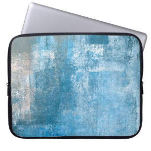 Abstrakte, grau-blaue Abstrakte Kunstmalerei Laptopschutzhülle