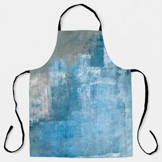 Abstrakte, grau-blaue Abstrakte Kunstmalerei Schürze (Vorderseite)