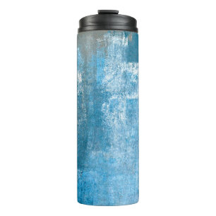 Abstrakte, grau-blaue Abstrakte Kunstmalerei Thermosbecher
