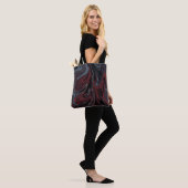 Abstrakte Grau-Rot-Malerei Tasche (Am Model)