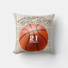 Abstrakte graue Basketball Boys - Geburtsakte Kissen