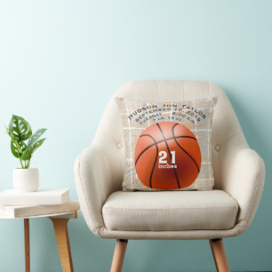 Abstrakte graue Basketball-Jungen-Geburtsurkunde Kissen