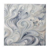 Abstrakte graue Blätter 2 Keramiken Tile Fliese (Vorderseite)