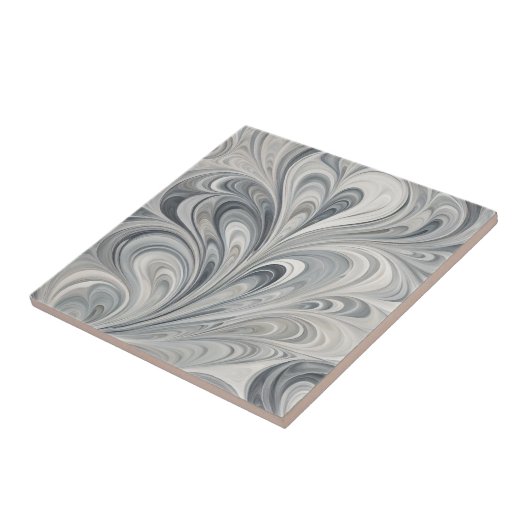 Abstrakte graue Blätter Keramik Tile Fliese (Seite)