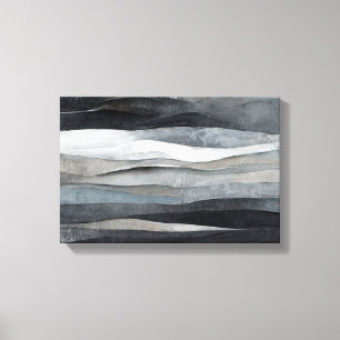 Abstrakte graue graue Wellen Kunst Leinwanddruck