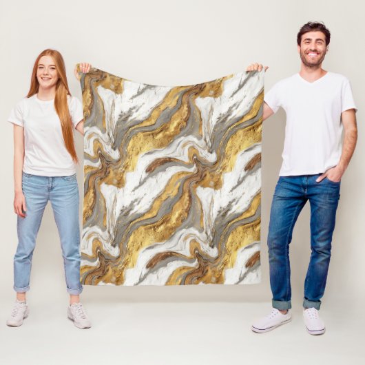 Abstrakte graue Marmortextur mit fließendem Gold Fleecedecke (Beispiel)