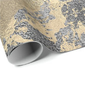 Abstrakte graue Paint Golden Metallic Strokes Geschenkpapier (Rolleneckpunkt)
