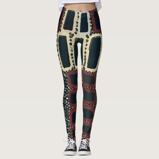 Abstrakte graue Rechtecke Leggings (Vorderseite)