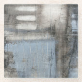 Abstrakte graue u. blaue Malerei Glasuntersetzer (Vorderseite)