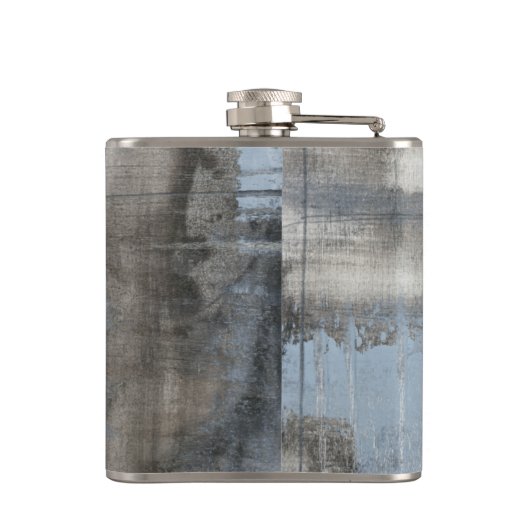 Abstrakte graue und blaue Malerei Flachmann (Rückseite)